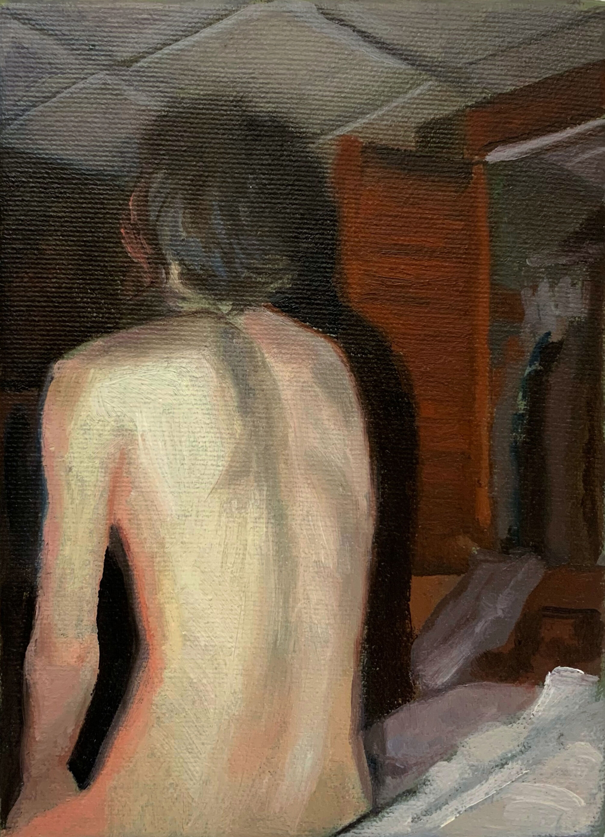 Pink Screen, 2024, Oil on canvas, 5" x 8"