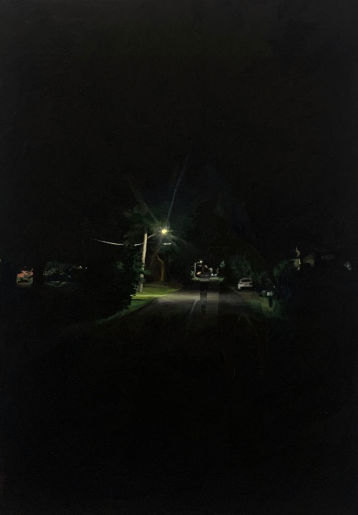 There's no one there! , 2023, Oil and acrylic on canvas, 24" x 36"