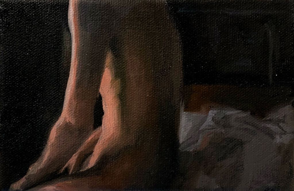 Pink Screen, 2024, Oil on canvas, 4" x 6"