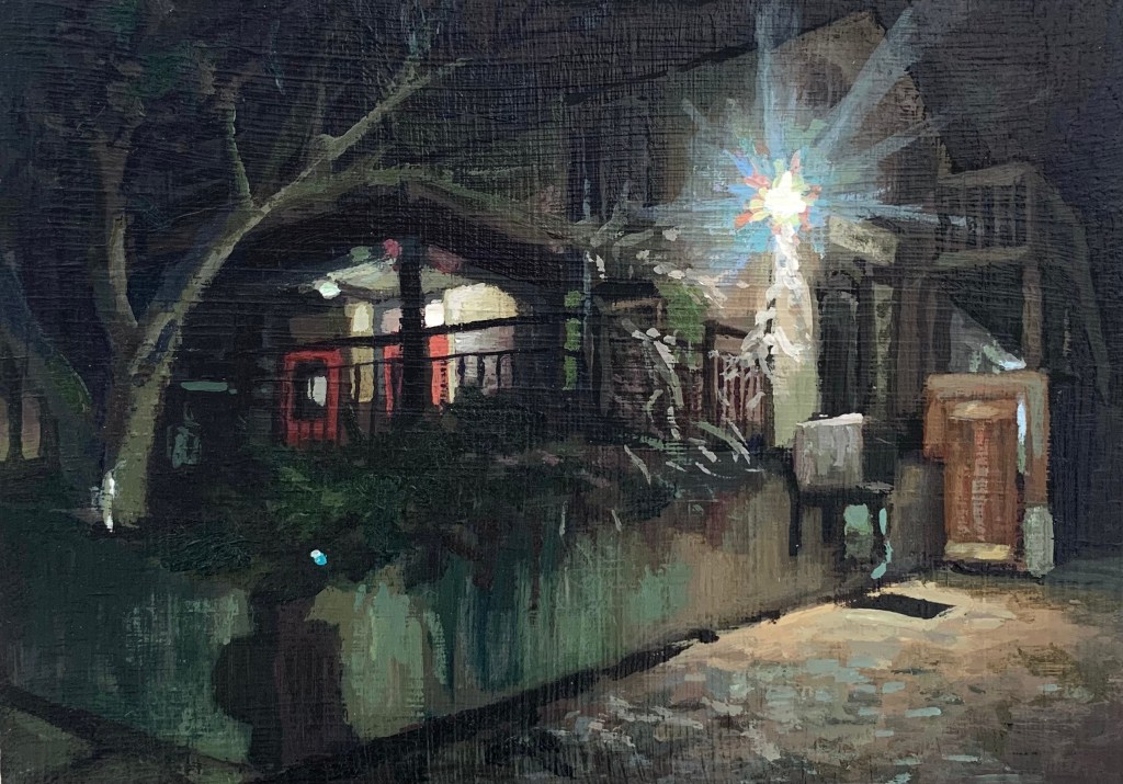 Grant Street (Side Light), 2025, Acrylic on wood panel, 6" x 4"